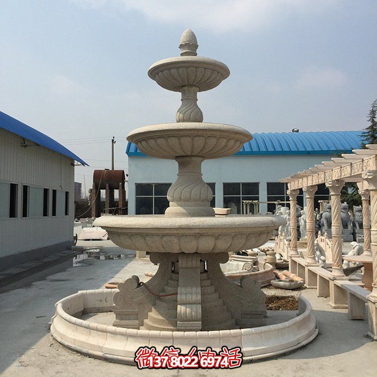 精美花崗巖石雕景觀噴泉，大型層流水花大理石雕塑