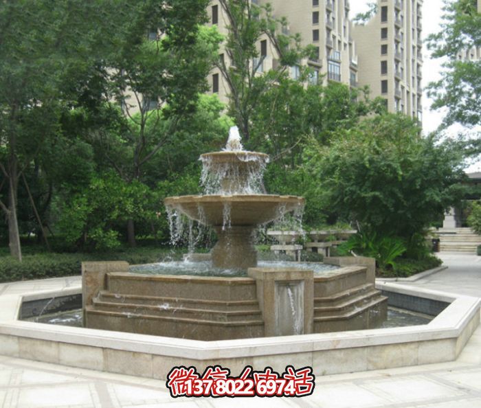 精美石雕大型噴泉，美化小區(qū)廣場景觀