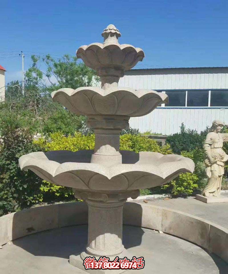 多層噴泉雕塑，裝點(diǎn)工廠區(qū)