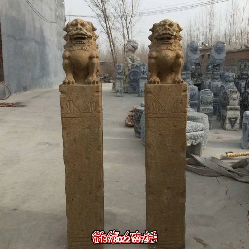 砂巖拴馬柱擺件，為你的寺廟門口增添優(yōu)雅氣息