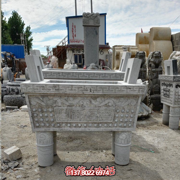 大型戶外石雕大理石香爐擺件，為園林景觀增添靈動(dòng)之美