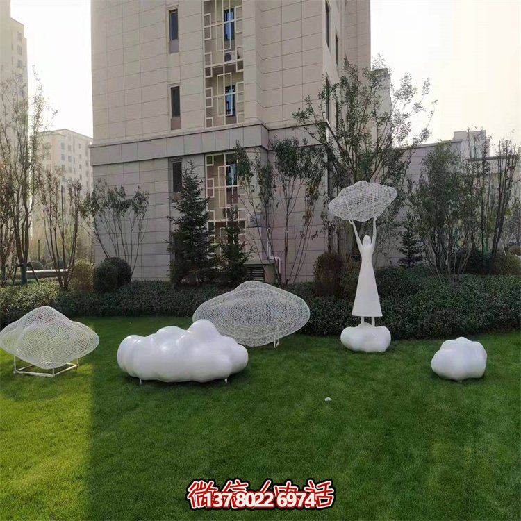 不銹鋼創(chuàng)意鏤空戶外園林祥云雕塑——美景美事，祈愿福氣