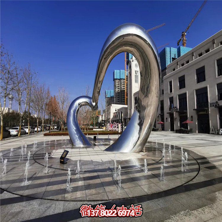 不銹鋼圓形雕塑精致工藝，拋光鏡面，抽象藝術(shù)