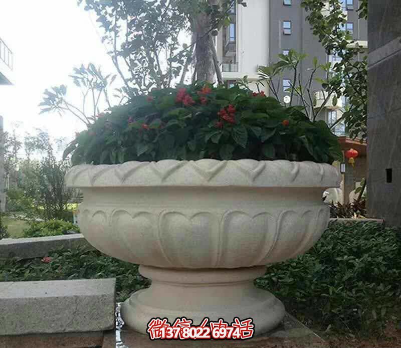 精美巨型大理石石雕花盆雕塑，讓你的別墅街道更加精彩