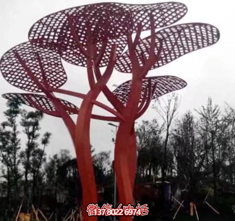 兒童安全游樂園，不銹鋼網(wǎng)格樹雕塑裝置