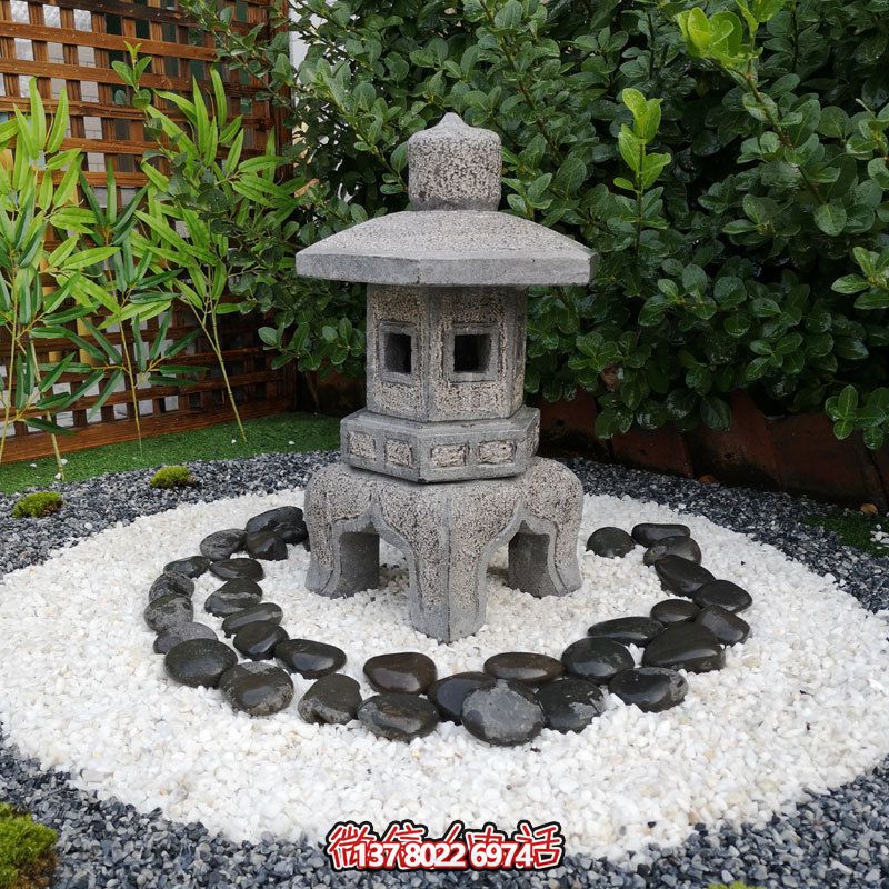 日式戶(hù)外石雕石燈，傳承精致大理石園林雕塑