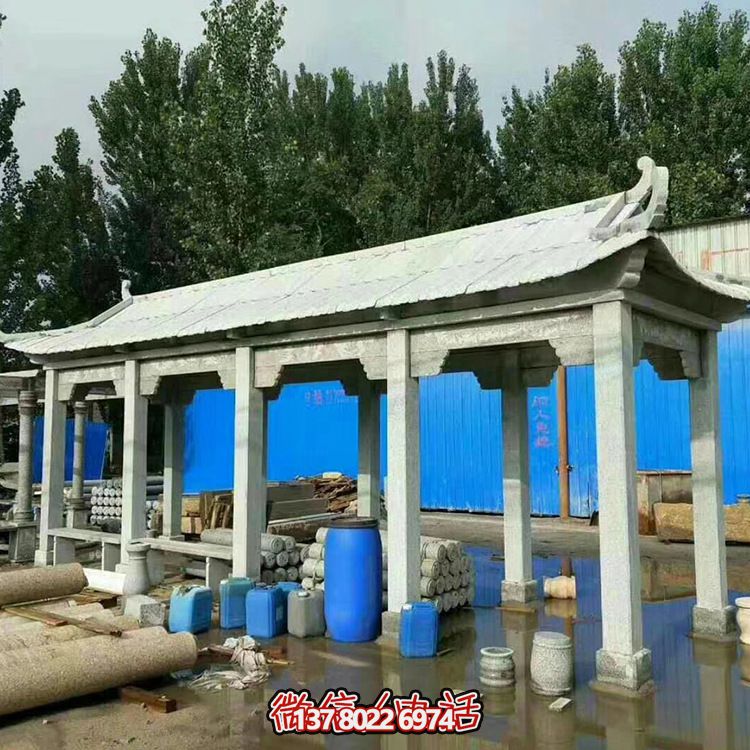 精美仿古建筑醫(yī)院戶(hù)外長(zhǎng)廊石雕休息涼亭