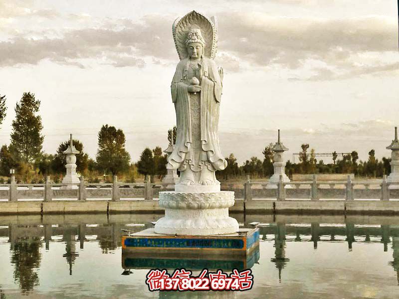大型漢白玉石雕觀音雕塑，讓你的戶外景區(qū)更加完美