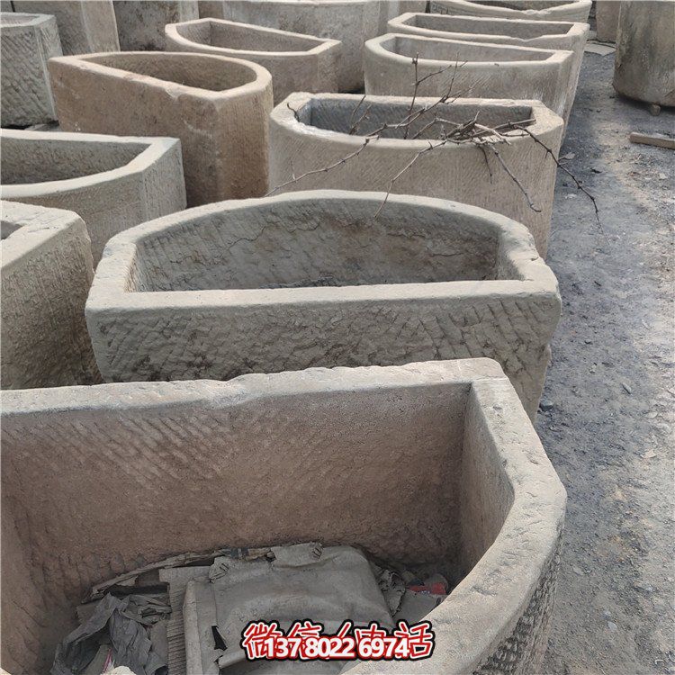 經(jīng)典老石雕，精美大理石槽，美化園林景觀