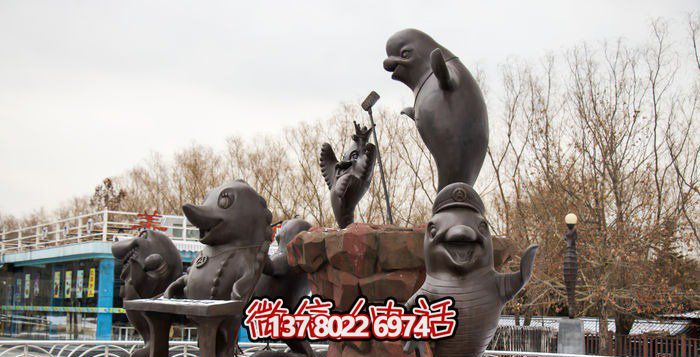 不銹鋼海豚雕塑，個性創(chuàng)意花園裝飾