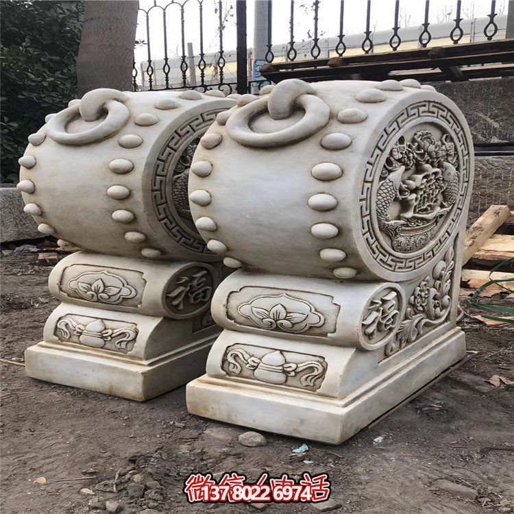 精美大理石石雕抱鼓雕塑，讓庭院門口煥然一新