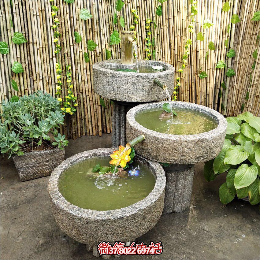 戶外石磨流水景觀擺件，讓你的庭院變得更加美輪美奐