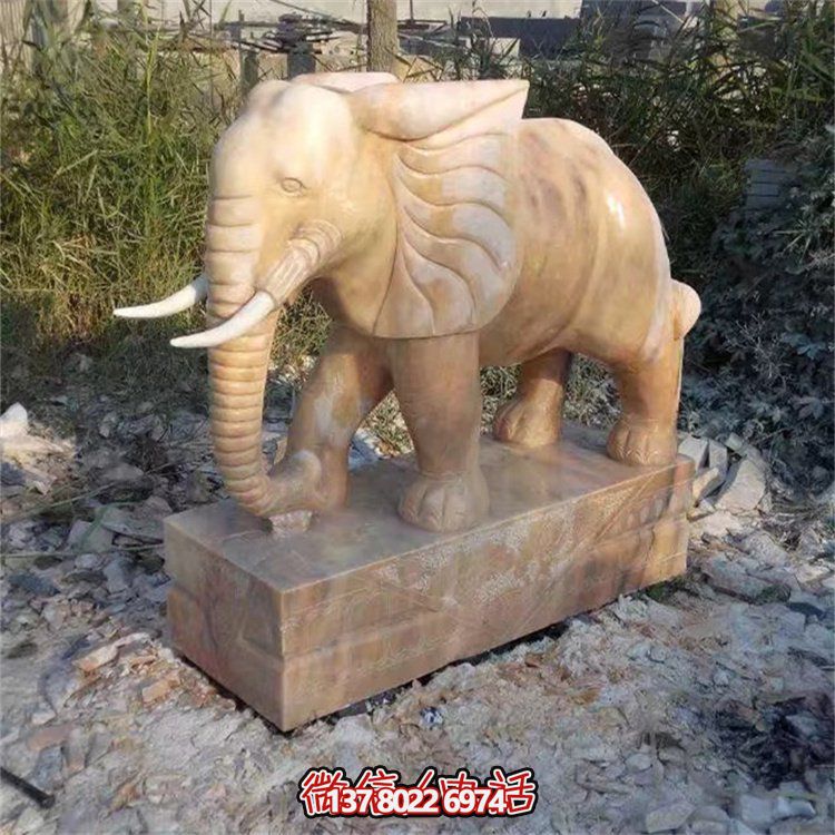 自然石材雕塑，吉祥大象守護(hù)家門