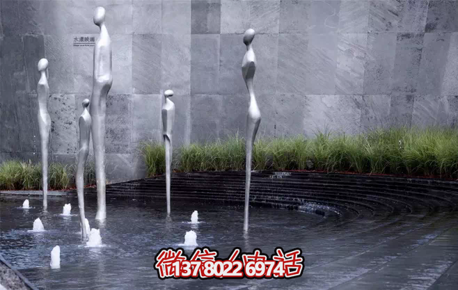 不銹鋼抽象噴泉雕塑，景觀創(chuàng)意裝置