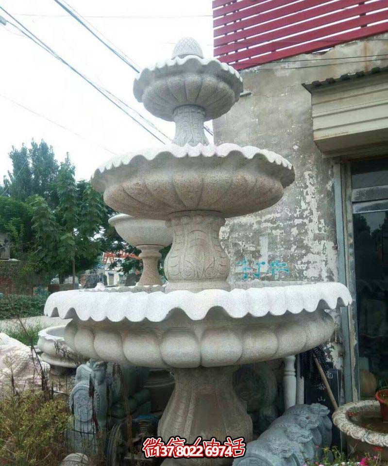 精美多層石雕景觀噴泉，打造完美公園