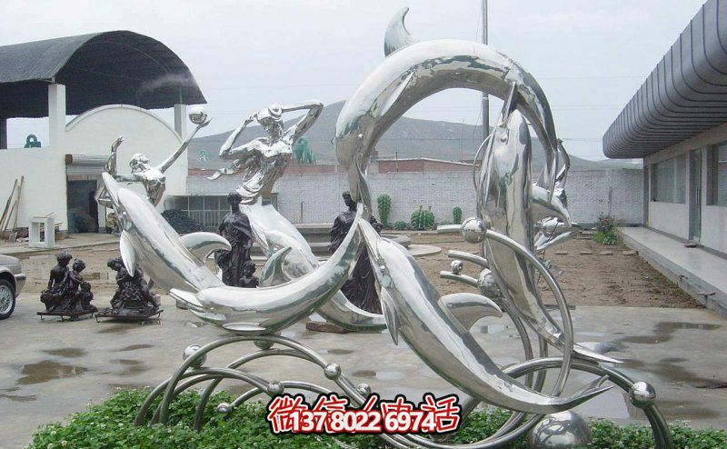 一群活躍海豚，為游樂園帶來更多樂趣——不銹鋼海豚雕塑