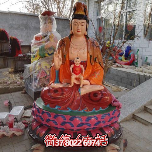 玻璃鋼彩繪送子觀(guān)音雕塑