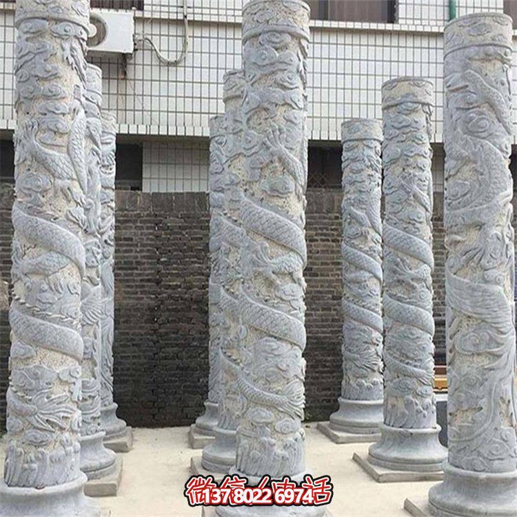 大理石石雕龍柱雕塑，美化戶外景觀