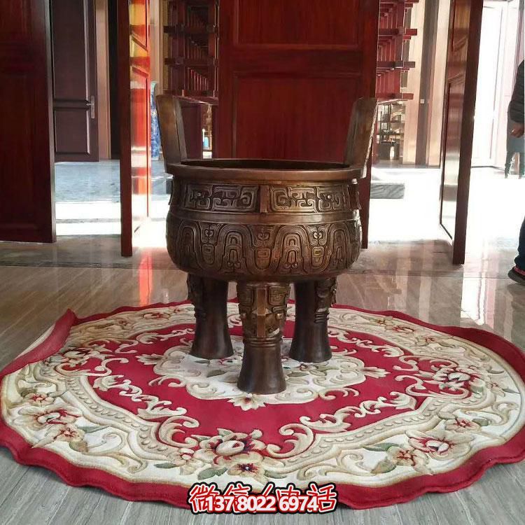 純銅鼎仿古香爐擺件，圓潤(rùn)家居裝飾