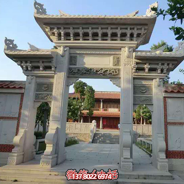 精美大理石石雕景區(qū)園林，大型門樓牌坊雕塑