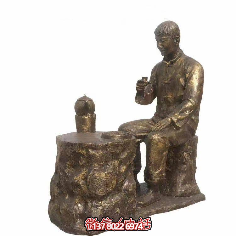 仿銅玻璃鋼人物小品雕塑，景觀戶外公園裝飾