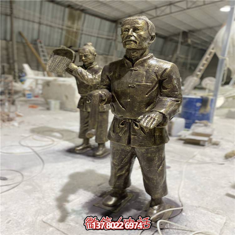 仿銅人物雕塑，玻璃鋼民俗裝飾