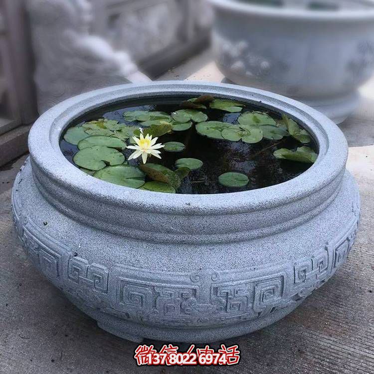 仿古大理石石雕魚缸，用藝術裝點你的生活