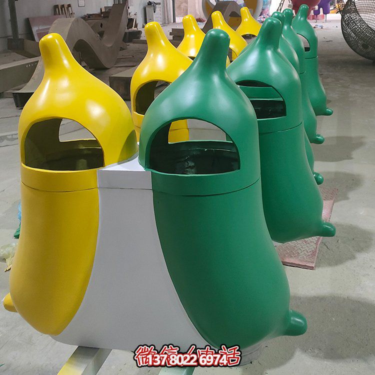 創(chuàng)意玻璃鋼垃圾桶，家庭園林裝飾擺件