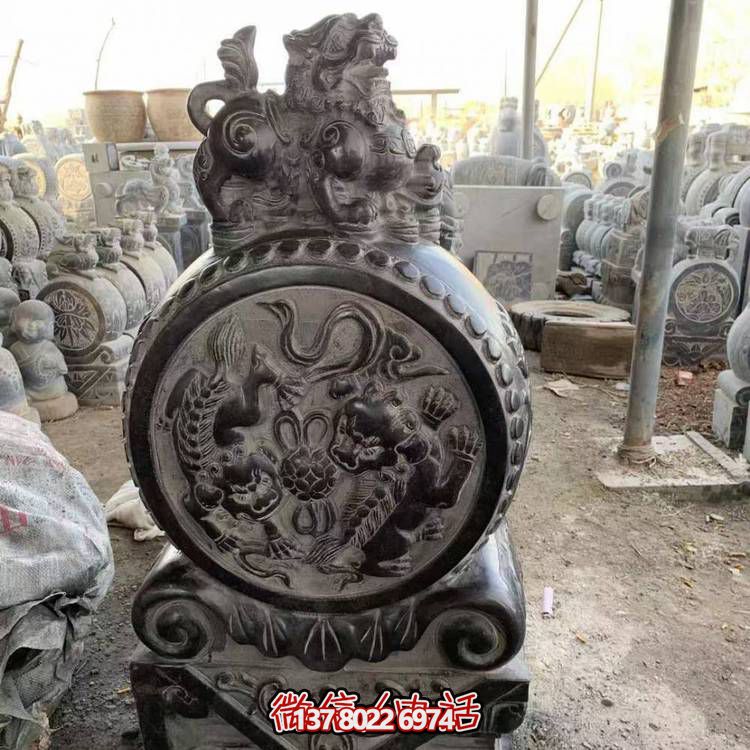 仿古青石石雕抱鼓雕塑，裝點(diǎn)庭院門口