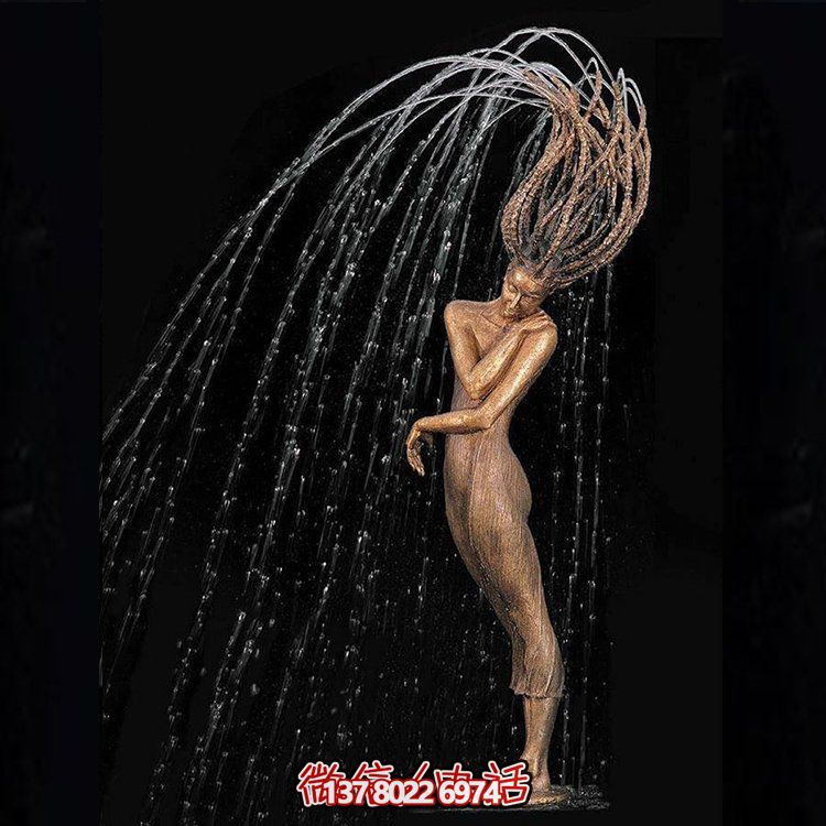 鑄銅人物噴泉裝飾，創(chuàng)意雕塑，酒店裝飾的新寵