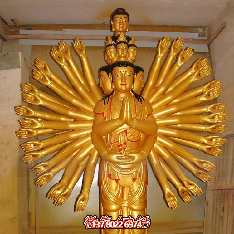 鎏金千手觀音大型雕塑，精美絕倫，醉人心魄