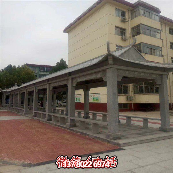 仿古建筑石雕長(zhǎng)廊亭子，打造文化小區(qū)廣場(chǎng)雕塑