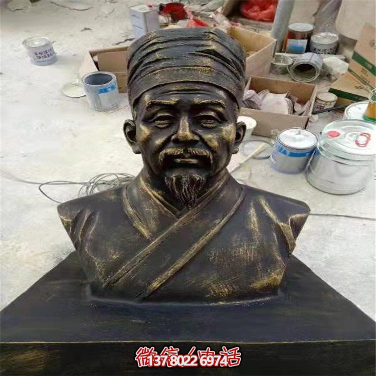 仿銅人物雕塑，玻璃鋼擺放玻璃裝飾城市學(xué)校園林