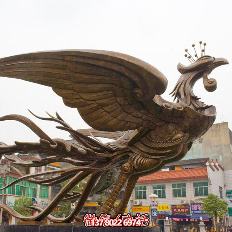 大型鳳凰銅雕擺件，增添廣場(chǎng)氣派