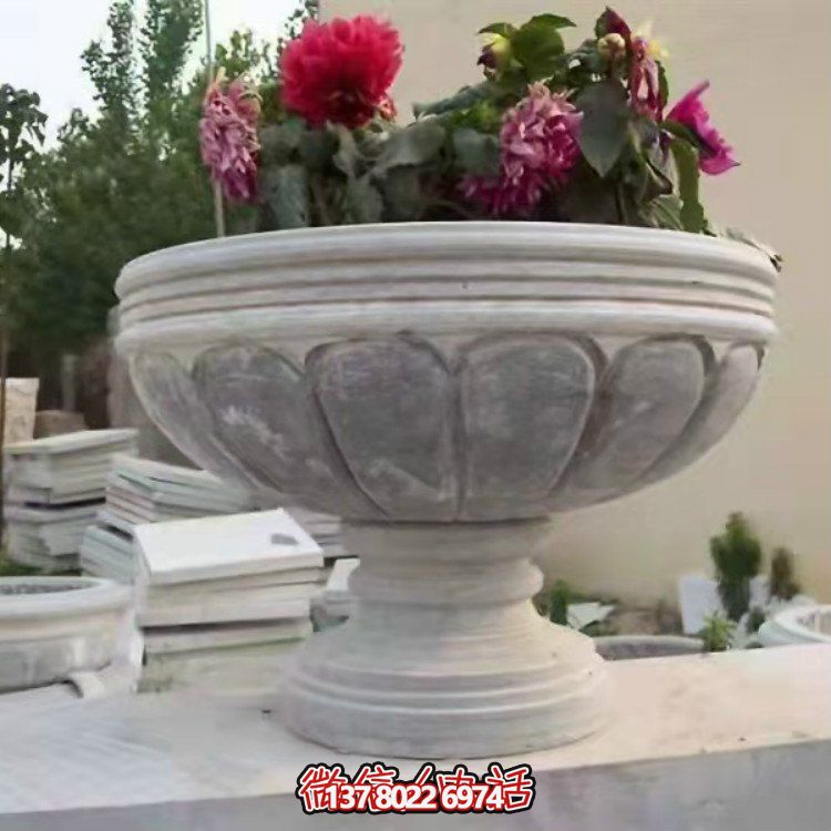 精美大理石石雕花缽，讓您的別墅、小區(qū)、戶外更加美觀