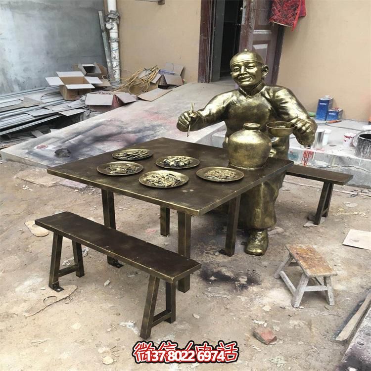 玻璃鋼仿銅人物雕塑擺件，高雅裝點戶外園林