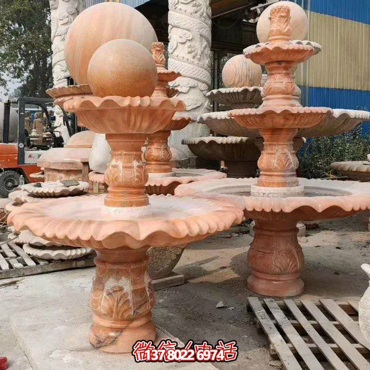 紅晚霞中式二層風(fēng)水球，讓你的庭院擺放流水轉(zhuǎn)運風(fēng)水