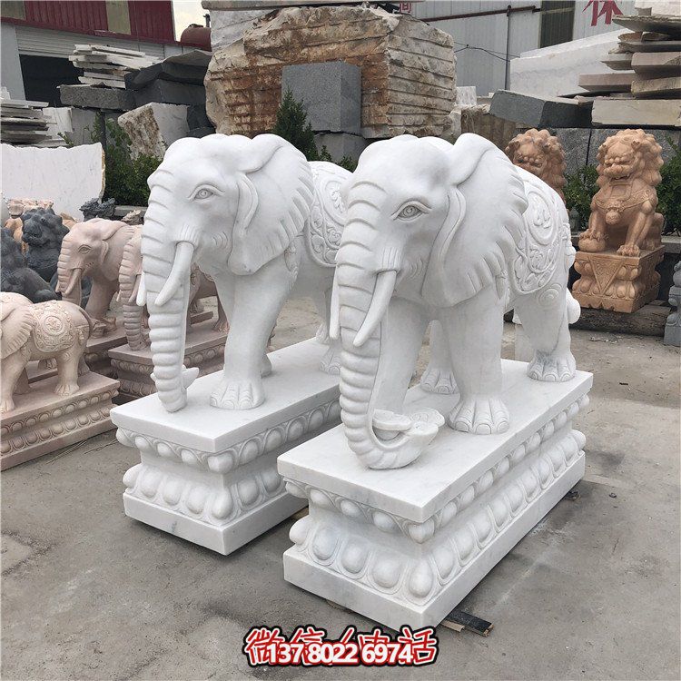 大理石石雕大型動(dòng)物雕塑，點(diǎn)綴庭院別墅門口