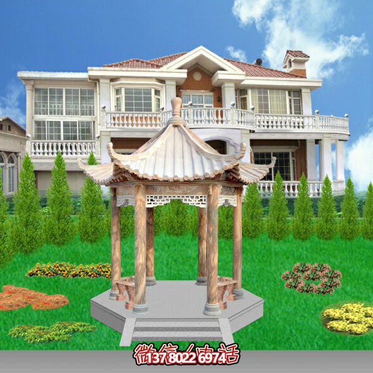 中式風(fēng)格涼亭，寧靜休息，美景欣賞