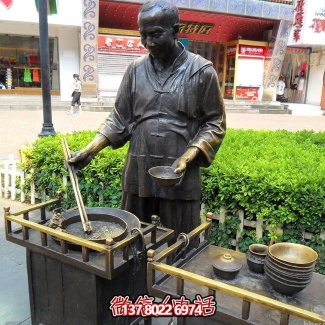 仿銅人物玻璃鋼小吃，給你無與倫比的景區(qū)體驗(yàn)