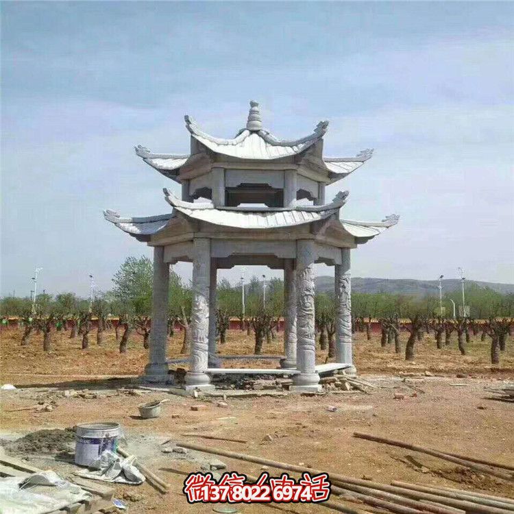 雙層雕塑涼亭，為景區(qū)、園林、戶外環(huán)境提供視覺美感