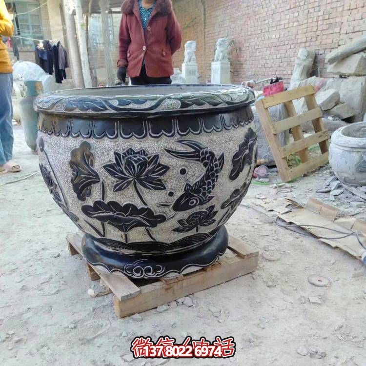 天然石頭缸，仿古雕刻，裝點家園