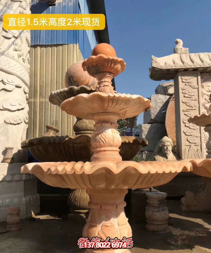 紅色晚霞風(fēng)水球石雕景觀噴泉，點(diǎn)亮小區(qū)美景