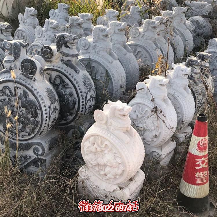 仿古青石獅子抱鼓石擺件，鎮(zhèn)宅庭院門口裝飾