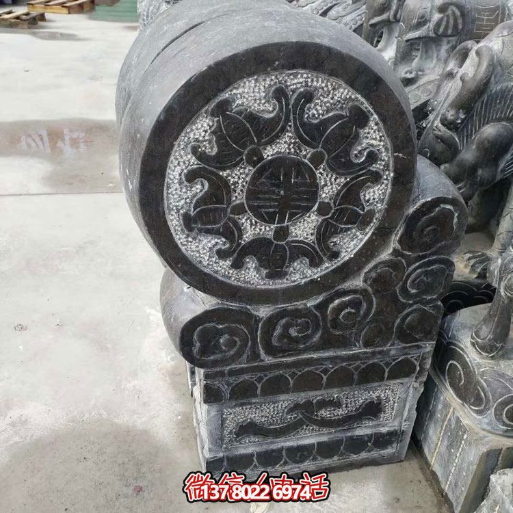 精美青石浮雕抱鼓石雕塑，點(diǎn)綴門口庭院