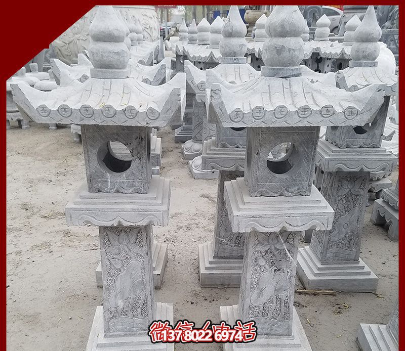 仿古石雕燈籠，裝飾戶外寺廟
