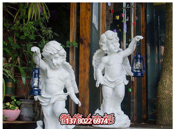 精美靈動(dòng)的漢白玉提燈小天使石雕 精美靈動(dòng)的漢白玉提燈小天使石雕