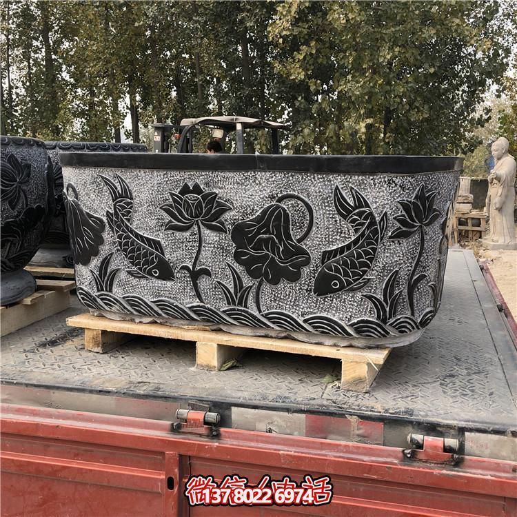 精美青石雕刻橢圓花盆，打造完美庭院戶外環(huán)境