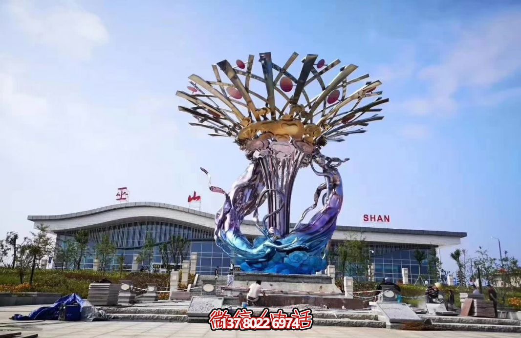 玻璃鋼美人魚雕塑，給廣場帶來彩繪跳舞美景