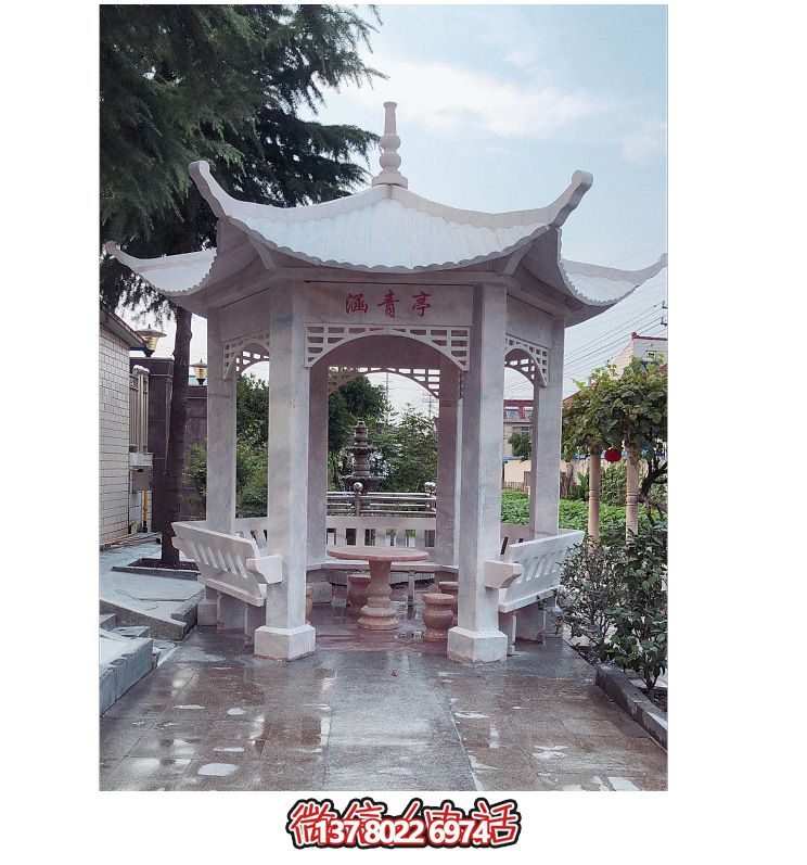 仿古大理石涼亭，美化花園景觀